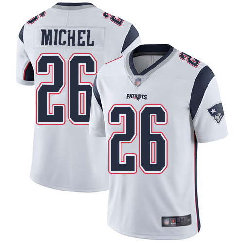 New England Patriots Football 26 Vapor Untouchable Limited White Men Sony Michel Road NFL Jersey